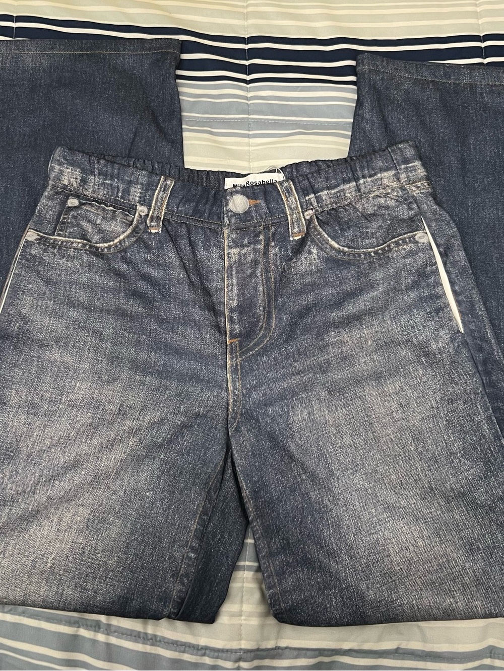 Women’s Blue Denim-Look Jeggings with Elastic Waist
